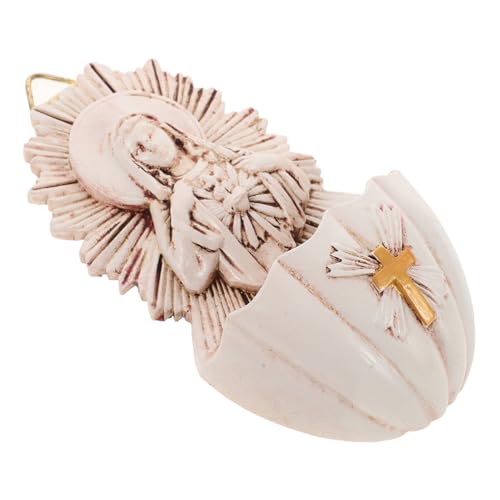 HAMPPLIES Bénitier Mural Résine Pour Entrée Décoration Murale Église Bénitier Catholique Suspendu