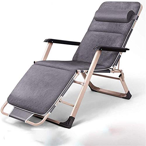 XYSoeMY Foldable Outdoor Garden Sunloungers Zero Gravity Recliner Chairs Padded Seat Adjustable Patio Lounge Chair with Lumbar Support Pillow Garden Chairs (Color : Gray, Size : One size)