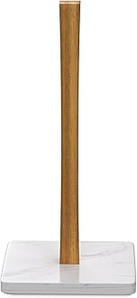 Buruis Wood Paper Towel Holder, Marble Base Modern Decorative Countertop Stan...