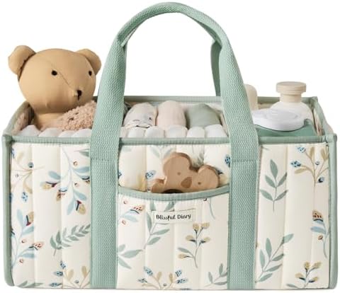Blissful Diary Wickeltisch-Organizer, Wickelkorb für die Wickelstation, Stilvoller Wickelorganizer für Babybedarf, Unverzichtbares Geschenk zur Geburt und für die Baby-Wunschliste,