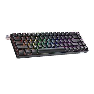 Geeky GK65 65% | Hot Swappable Mechanical Gaming Keyboard | 68 Keys Multi Color RGB LED Backlit for PC/Mac Gamer | ANSI US American Layout (Black, Mechanical Speed Silver)
