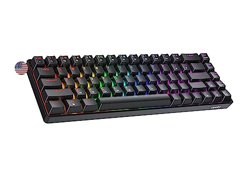 Geeky GK65 65% | Hot Swappable Mechanical Gaming Keyboard | 68 Keys Multi Color RGB LED Backlit for PC/Mac Gamer | ANSI US American Layout (Black, Mechanical Speed Silver)