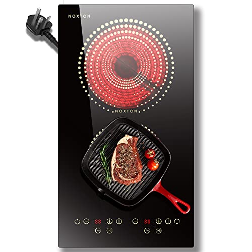 Noxton 2 Zone Ceramic Hob, Plug in Electic Hob 30cm with 2 Hour Timer, 9 Level Touch Control 2800W