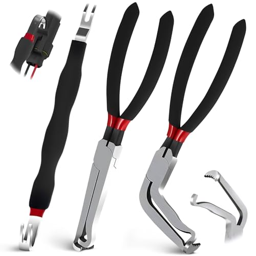 60-Degree Angled Electrical Disconnect Pliers for Automotive Connectors, Sensors & Wire Plugs - Locking Push Tab Removal Tool with Non-Slip Grip, (3-Piece Set) (3 PCS)