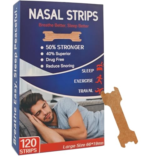 Tyelason Nasal Strips - 120 Count Nasal Strips for Snoring, Extra Strength Tan Nasal Breathing...