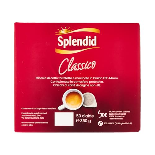 Splendid - Caffè in Cialde ESE - 50 Cialde - Intensità 12 - Miscela Espresso per Macchina Portafiltro Monodose - Gusto Deciso e Aroma Tostato