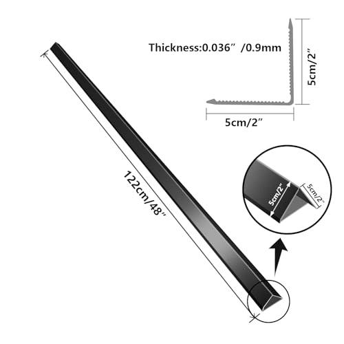 Image of Black Aluminum Alloy Metal Wall Corner Guards 2 inchx2 inchx48 inch, 19Ga / 0.7mm,10PCS