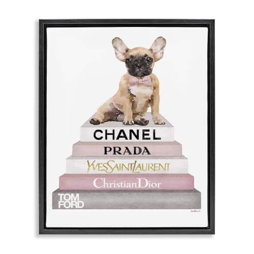 Stupell Industries Watercolor High Fashion Bookstack French Bulldog, Design by Amanda Greenwood