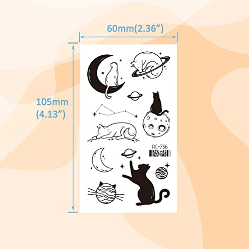 Viwieu Small Space And Animal Temporary Tattoos For Kids Boys And Girls 15 Pack, Cool Fake Body Arm Decor Gift For Christmas&Holiday - Moon, Star, Planets, Wolf, Cat, Rabbit, Whale, Snake Styles #TOP1