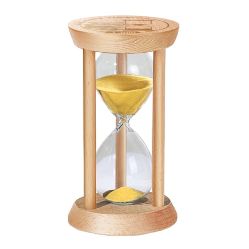 SuLiao Sablier en verre - 2 minutes - En bois - Doré - Petit pour enfants - Décoration de table - Convient pour la cuisine, le brossage des dents,...