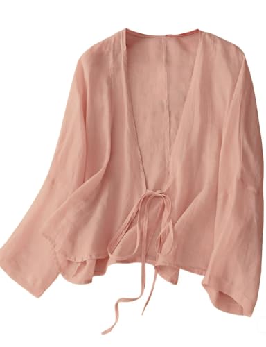 Image of IDEALSANXUN Womens Casual Spring Summer Lightweight Cotton Linen Jackets Cardigan Tops