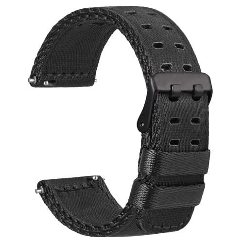 Image of WOCCI Double Holes Nylon Watch Bands, Silky Nylon Straps, Quick Release, Compatible Watch Lug Width 18mm 20mm 22mm