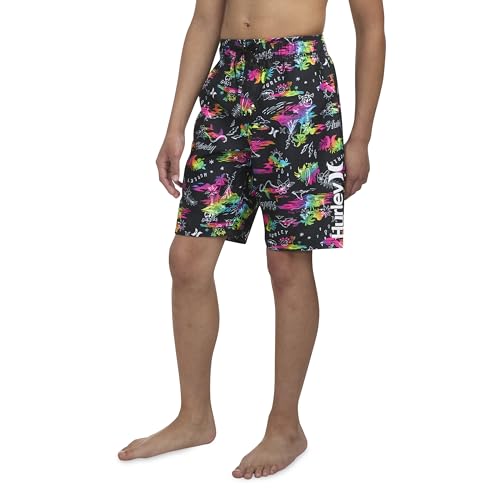 Hurley Pull on Swim Trunks, Black Doodle, Small US2