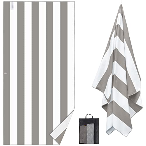 Sunland Microfiber Beach Towels Oversized - Travel Towels, Sand Free Quick Dry Super Absorbent And Lightweight, Large Beach Towels For Beach, Pool, Yoga, Swimming, Camping,Travel(71X37Inch Grey) #TOP9