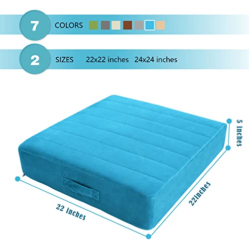Memorecool Square Floor Pillow Seating For Adults Kids, Large Meditation Cushion Floor Pillow With Thick Foam & Soft Tufted Cover, Washable Big Pillow Seat Floor Cushion For Sitting Yoga 22" Blue #TOP6