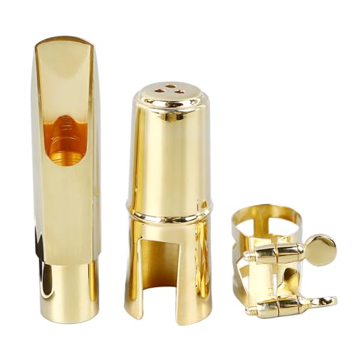 Sax Mouthpiece, Gold Color Alto Saxophone Mouthpiece Wide Application for Practice (5C)