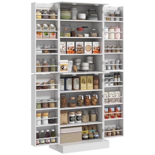 Image of HOMCOM 65" Kitchen Pantry Storage Cabinet 16 Door Shelves White