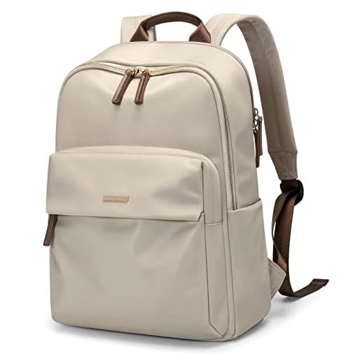 GOLF SUPAGS Mochila feminina para laptop para notebook de 15/16 polegadas, couro PU, casual, mochila de trabalho, viagens, E-damasco, 15 Inch, Moderno