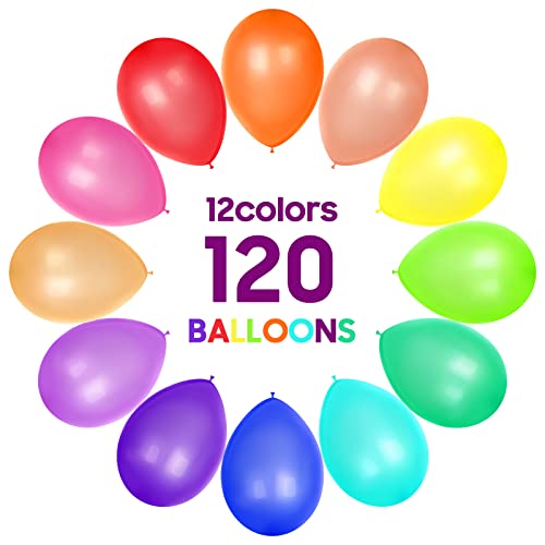 Owill 120Pcs Balloons Assorted Color 12 Inches Rainbow Latex Balloons,Color Party Balloons For Birthday Baby Shower Wedding Party Supplies Arch Garland Decoration #TOP1