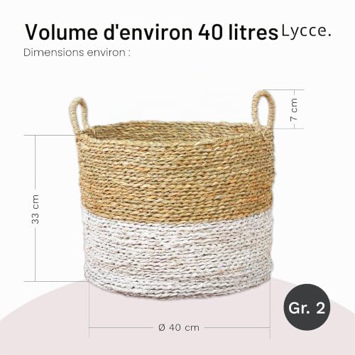 Panier de rangement pour jouets et linge en jonc bicolore Lycce - 4