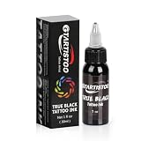 Black Tattoo Ink 30ml(1OZ) GTARTISTOO Professional Tattoo Ink Pigment for Tattoo Artists, Smooth Flow, Consistent Color Application, Vegan-Friendly (True Black)