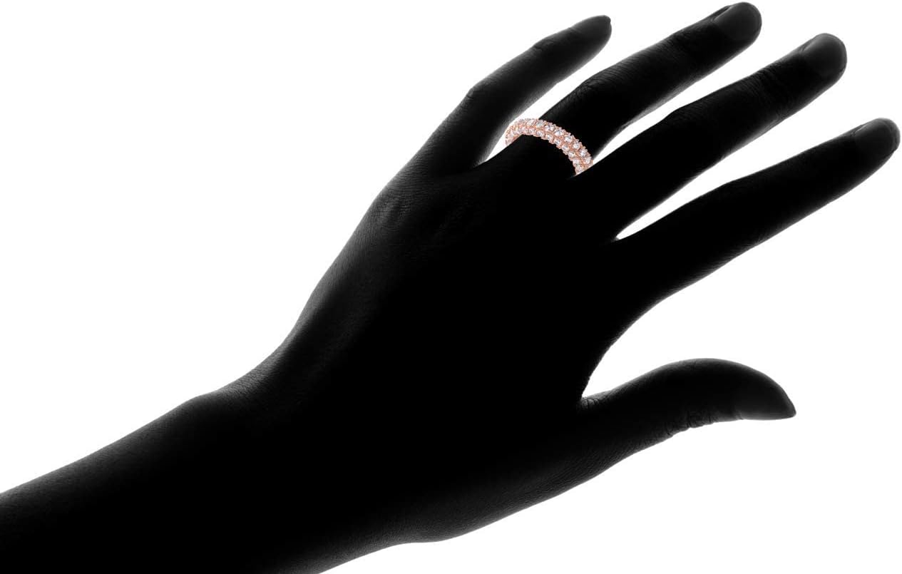 Barzel Womens 3 Row Eternity Ring Wedding Band 18k White Gold or Rose Gold Plated Cubic Zirconia Eternity Band Ring Jewelry - Image 5