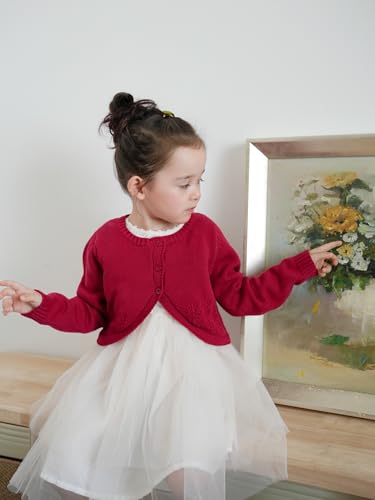 Flofallzique Girls Bolero Cardigan Button Open Front Knit Shrug Cropped Sweater4