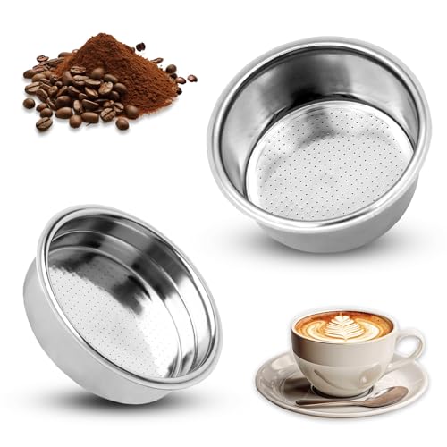 SUNNIFLY Portafiltro per Caffè Set di 2 Pezzi (per 1 Tazza + 2 Tazze) - Filtro Ultrafine in Acciaio Inox, Facile da Pulire, Design Antigraffio, Si Adatta Alla Maggior Parte Dei Manici da 51/53/58 mm