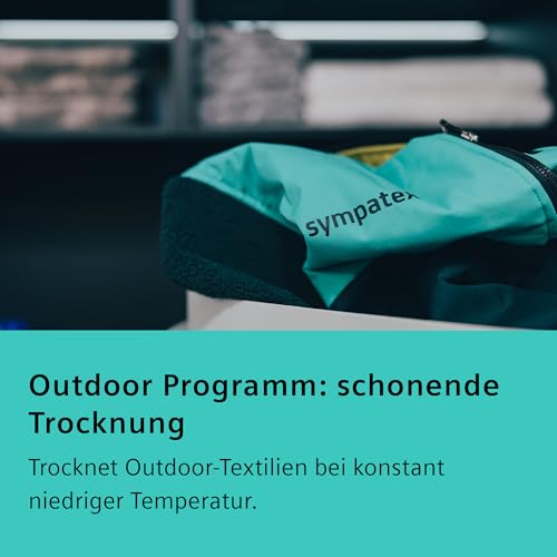 Siemens WR47B2C40 iQ700 Wärmepumpen-Trockner, 9 kg, Selbstreinigender Kondensator, AutoDry, Kurzprogramm 40', Nachlegefunktion, Reversierende Trommel, halbe Beladung, LED-Display, Touch Control