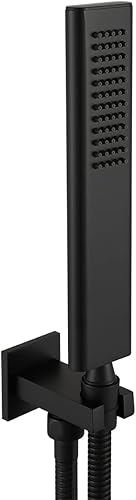 Miniatura 1 de Shile Juego de cabezal de ducha de mano de latón negro de alta presión con cabezal de ducha de mano de una sola función con codo fijo soporte para