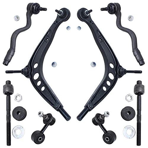 Image of Detroit Axle - Front End 8pc Suspension Kit BMW 318i 318is 318ti 323i 323is 325i 325is 328i 328is Z3, 2 Lower Control Arms w /Ball Joints 4 Tie Rod Ends 2 Sway Bar Links Replacement