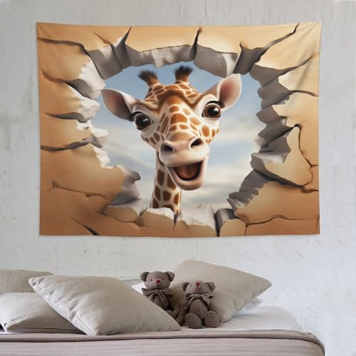 Tapisserie murale girafe avec impression 3D grande tenture pour déco de maison