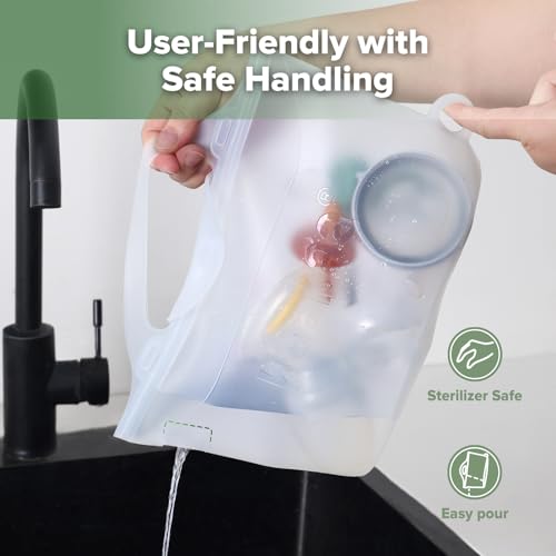 Image of Haakaa Silicone Microwave Steamer & Steriliser Bag, 70oz /2000ml Large Capacity Reusable Steaming Bags for Baby Bottles,Breast Pump,Accessories,Pacifiers,Teethers, Great for Home&On The Go,Frosted /1PC