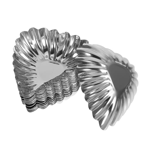 DINHEAROM 20Pcs Stainless Steel Tart Molds Reusable DIY Baking Molds for Egg Tarts Pudding Muffins and Desserts for Afternoon Tea and Family Gatherings