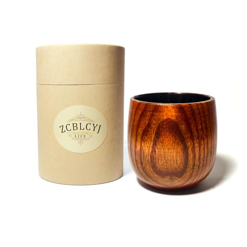 Original Charred Wooden Bourbon Drinking Glass Handcrafted Whiskey Cup for Men, Natural...