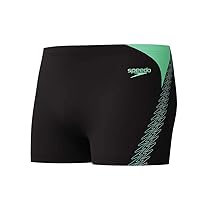 Speedo Hyperboom Splice Aquashort per Uomo, Black e Alfalfa Green, 28