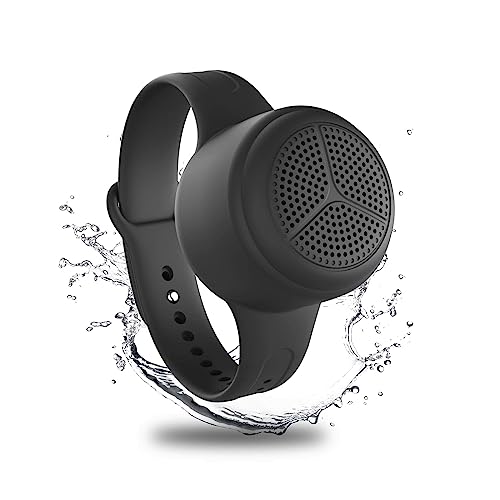 Momoho Multifunctional IPX7 Waterproof Bluetooth Speaker, Micro SD Support TWS Pairing Stereo Portable Speakers With Camera Remote Control For Smartphones, Small Pillow Speaker(With Watchband, Black)