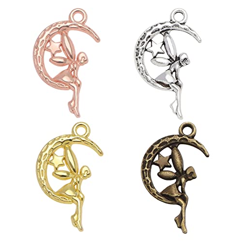 eMagTech 80pcs Pendentifs Breloques Lune et Fée Pendentifs Bricolage Artisanat Fabrication de Bijoux Décorations Ornements pour Bracelet Collier Porte-clés Cover