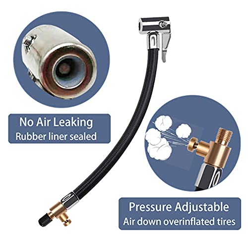 Melphan-Auto Flexible Tire Valve Extension Adapter, Inflator Hose Adapter, Locking Air Chuck Quick Connect and Release, Pressure Adjustable Tire Inflator Pump Hose Adapter for Car Motorcycle Bike,1PC