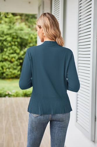 Image of GRACE KARIN Women's Lightweight Peplum Cardigan Sweaters Open Front Cropped Cardigan Long Sleeve Trendy Summer Knit Tops