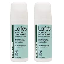 Lafes Natural Deodorant | 3oz Roll-On Aluminum Free Natural Deodorant | Cedar & Lime | 2 Pack