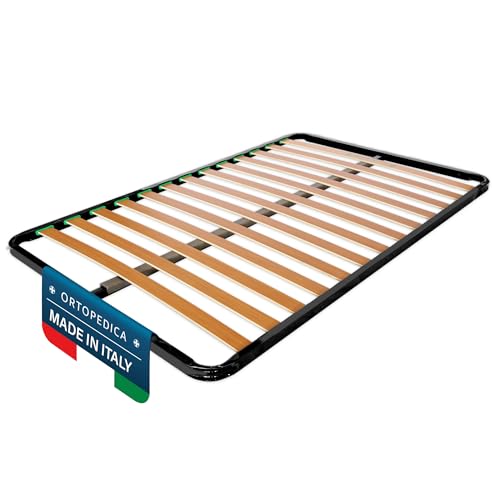 DOLCI SOGNI Rete 120x190 a Doghe Ortopedica, Letto alla Francese con Doppia Barra Centrale di Rinforzo, 4 Piedi Letto Smontabili, Struttura Letto Interamente in Ferro 100% Made in Italy