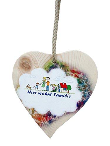 Inscription en allemand "Cœur en bois Plaque de porte - Hier wohnt famille Cover
