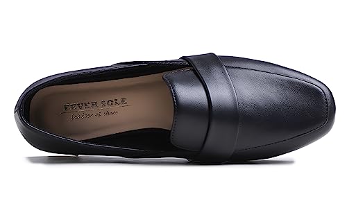 Image of FEVERSOLE Women's Fashion Dress Comfort Low Heel Office Penny Loafer Flats