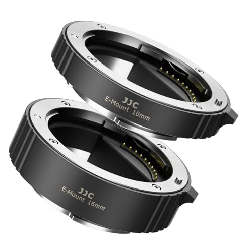 JJC Autofocus TTL Tubes d'extension Ring Macro 10mm 16 mm Set pour Sony A9 A9II A7SII A7S A7R IV A6600 A6500 A6400 A6300 A6100 A6000 NEX-7 DSLR d'Objectif avec boîtier,...
