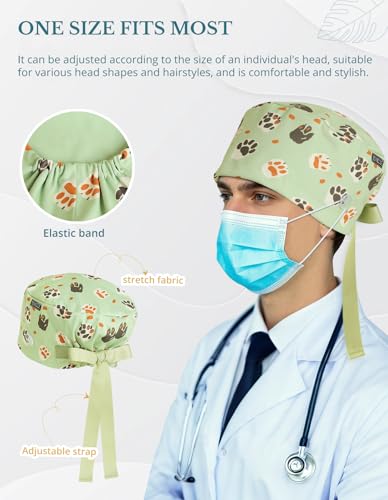 Gorro quirúrgico unisex con diseño de huella de perro miniatura 4