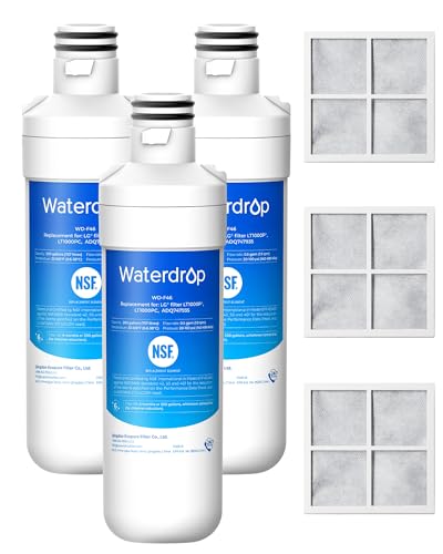 Waterdrop ADQ747935 LT1000PC Replacement for LG® LT1000P®/PC/PCS ThinQ® Refrigerator Water Filter, LFXS26973S, LMXS28626S, LMWS27626S, LFXS28596S, ADQ74793501 and LT120F®, 3 Combo