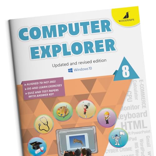 Image of Woodsnipe Basics of Computer Learning Book for Kids Age 12 to 13 | Class 8 | Introduction to HTML, E-commerce, Photoshops and Social Networking | Quiz & Tests | Answers keys