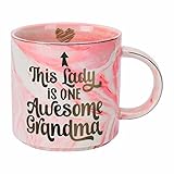 Grandma Birthday Gifts for Women - Funny Gag Gift For Nana, Pregnancy Announcement, Grandma To Be, Grandparents, New Grandmother, Christmas - One Awesome Grandma - Pink Marble Mug, 11.5oz Coffee Cup
