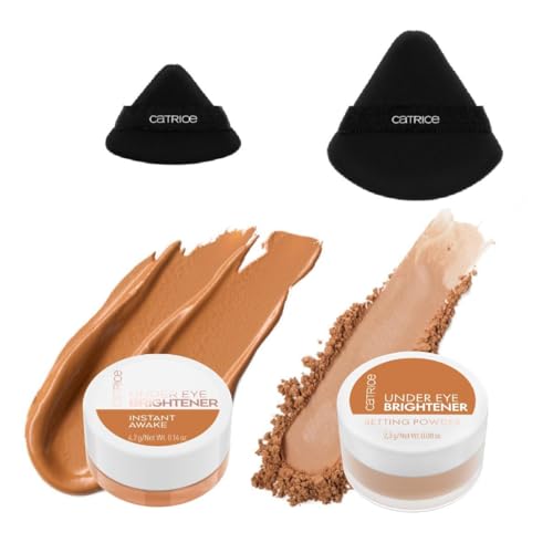 Catrice Under Eye Makeup Set | Brightening Concealer, Setting Powder & Puffs for Dark Circles, Crease-Free Finish & All-Day Wear (030 |Golden Toffee)